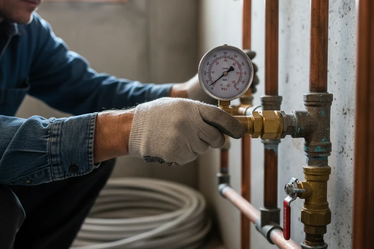 Pressure testing a repaired line during Water Line Repair in Sea Cliff